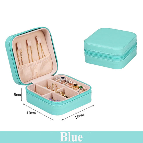 Wunionup Portable  Mini  Jewelry Travel Case PU Leather Organizer Box Jewelry Storage Holder for Girls Womens Earring, Necklace