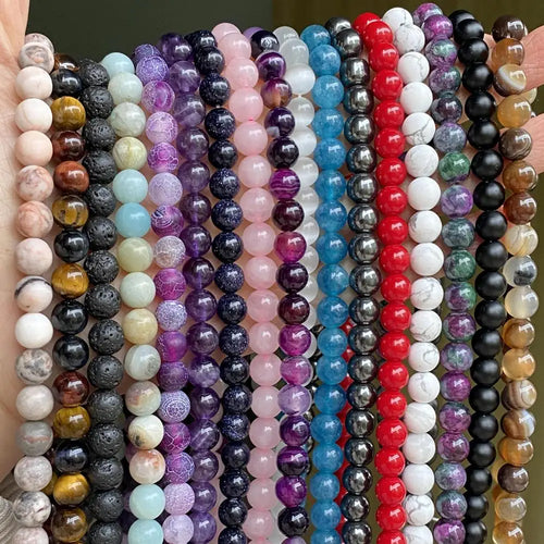 Natural Round Stone Beads For Jewelry Making DIY Bracelet