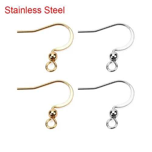 50pcs Stainless Steel Hypoallergenic Earring Hooks Diy Jewelry Making Accessories