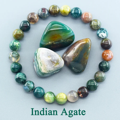 Indian Agate Beaded Women Bracelet Made of Natural Stone