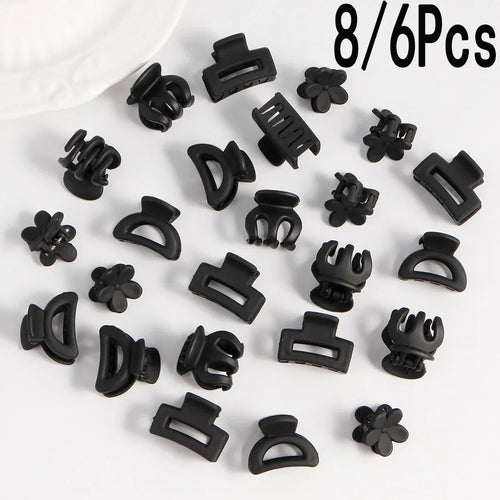 8/6Pcs Black Hair Claws Elegant Acrylic Hair Clip