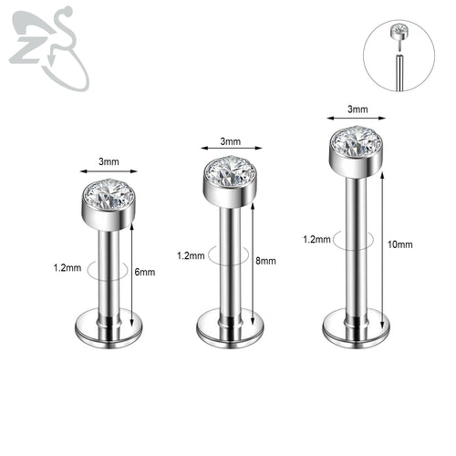 ZS 6-13PCS/LOT 16G Stainless Steel Lip Labret Piercing Set