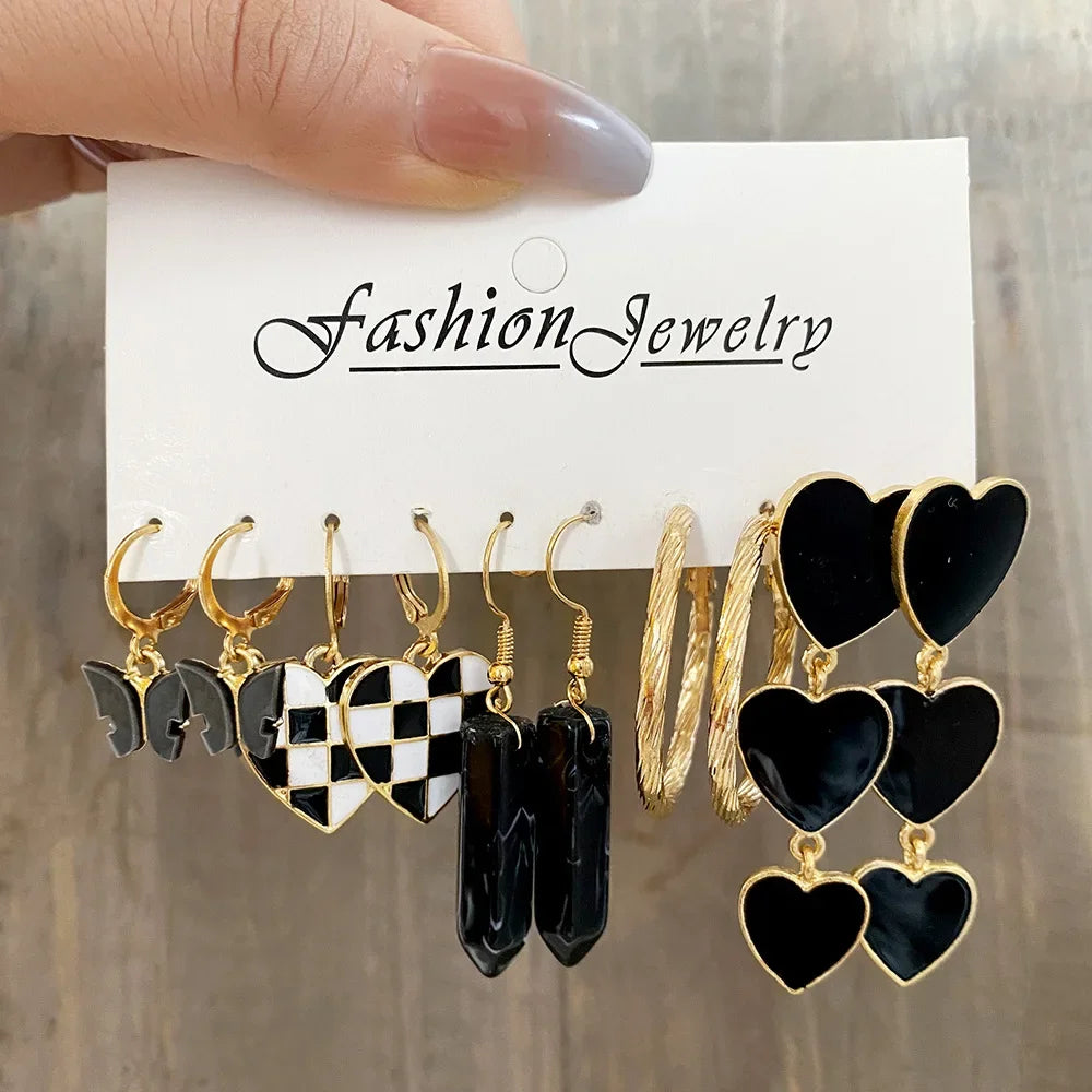 Green Butterfly Heart Dangle Earring Set for Girls