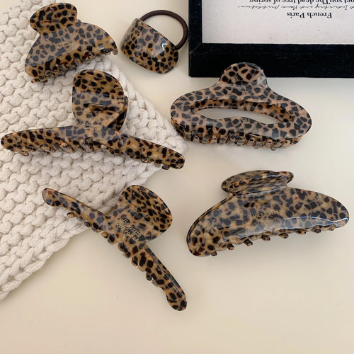 Korean New Retro Geometric Leopard Print Hair Clip