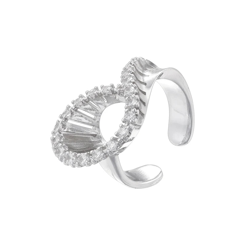 18K Golden Plated Brass Bracelet With Zirconia Earrings And Ring for Ladies