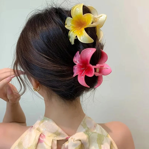Hair Claws Gradient Flower Acrylic Hair Clip for Women