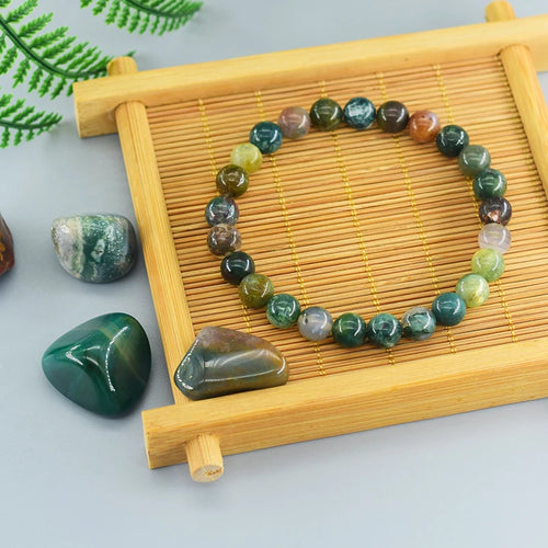 Indian Agate Beaded Women Bracelet Made of Natural Stone