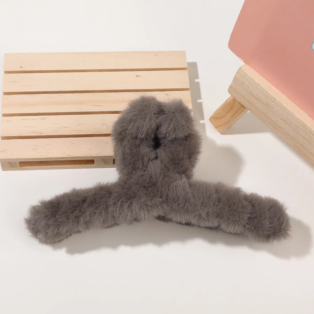 Furry Claw Clips Big Crab Hair Claw for Girls
