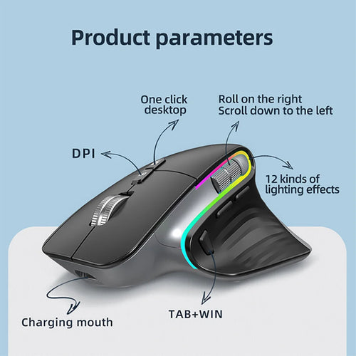 Bluetooth Wireless Mouse Rechargeable 12 Colors RGB LED