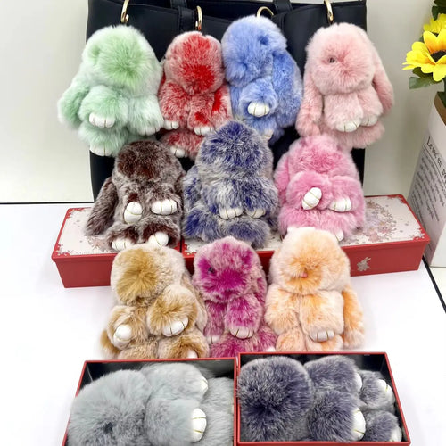 【BunnyLulu】Handmade Soft Bunny PomPom Keychain