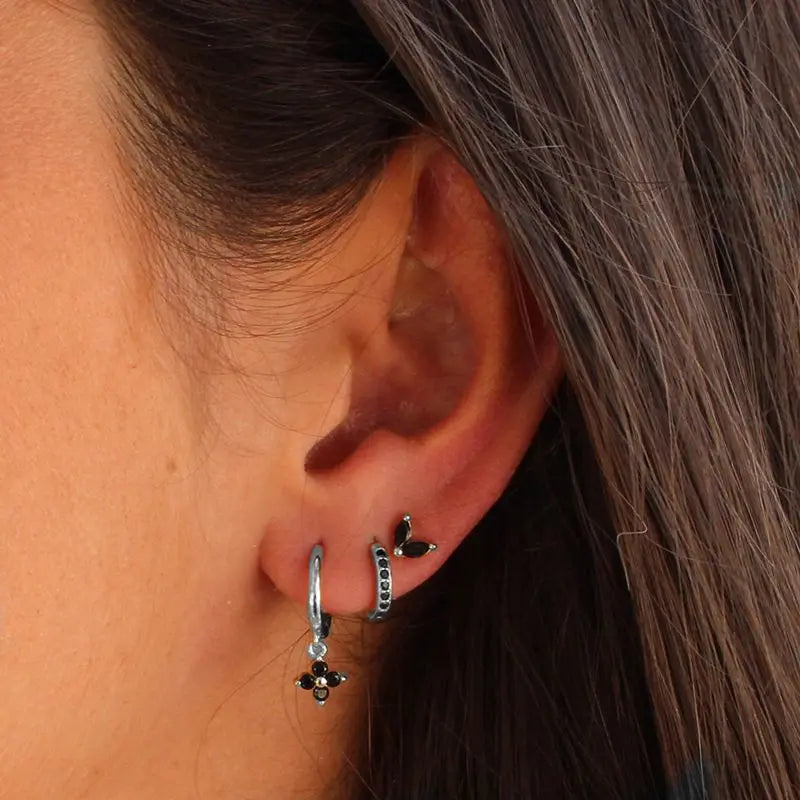 New Design Stainless Steel Cubic Zirconia Chain Hoop Earring For Women