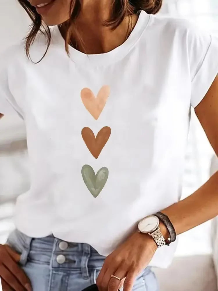 Women's Cute Slim Round Neck T-shirt