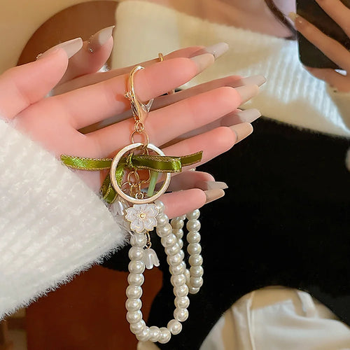 Lily of The Valley Flower Leather Keychain for Women