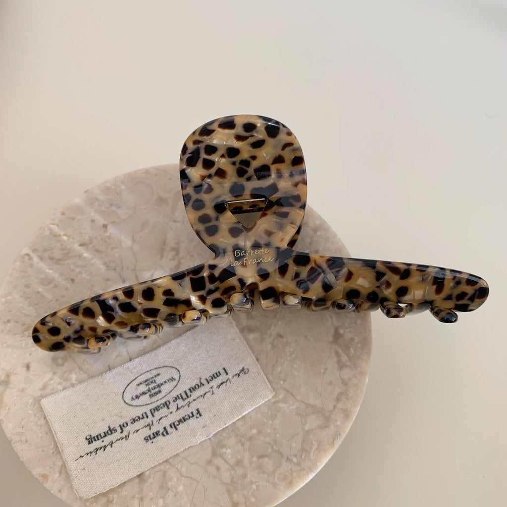 Korean New Retro Geometric Leopard Print Hair Clip