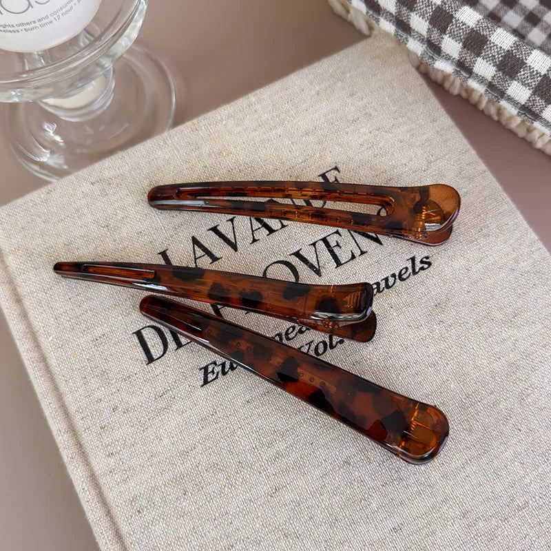 3pcs/Set Hairpins Retro Leopard Print Duckbill Hair Clips