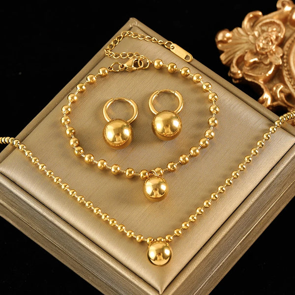 Ball Necklace Bracelet Earrings For Women
