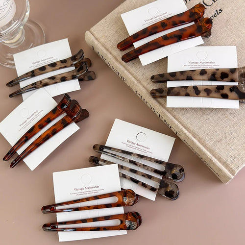 3pcs/Set Hairpins Retro Leopard Print Duckbill Hair Clips