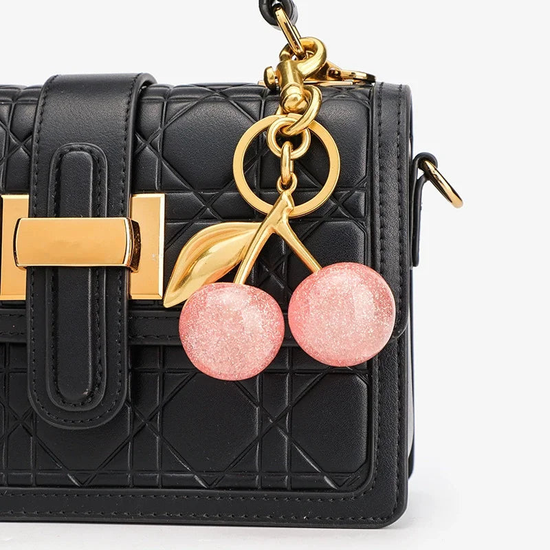 Trendy Red Cherry Pendant Keychain for Women