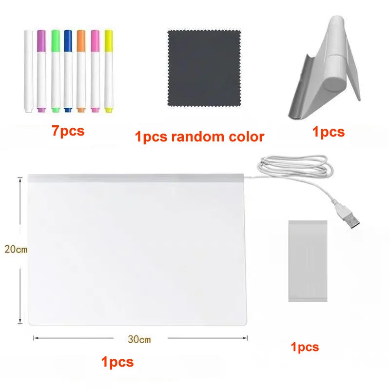 DIY Children's Glowing Drawing Lamp With 7 Colorful Pens Acrylic