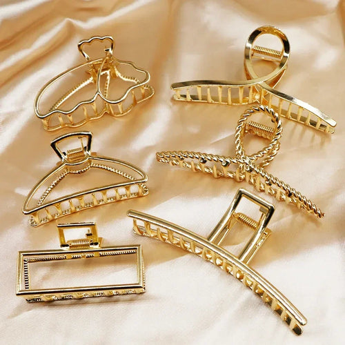 Korean Golden Hair Claws Butterfly Geometric Elegant Hair Clip