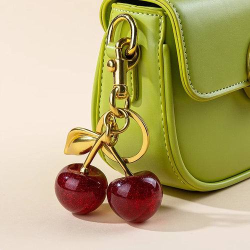 Trendy Red Cherry Pendant Keychain for Women