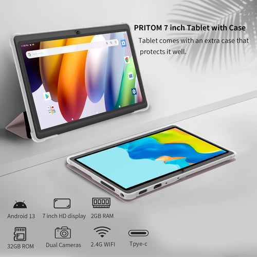 Android 13 Quad Core, 4G RAM 32GB ROM, WiFi with Leather Case