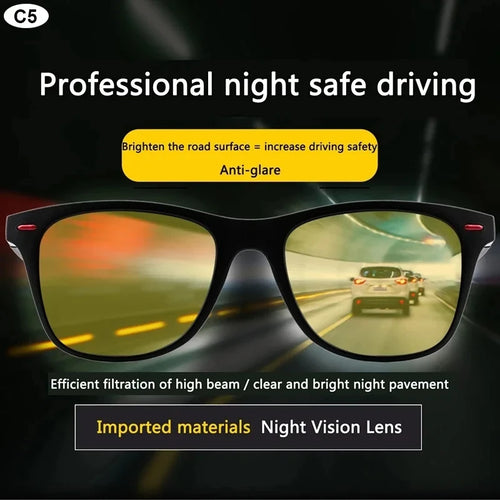 Night Vision Glasses PC Frame Polarized Sunglasses for Men
