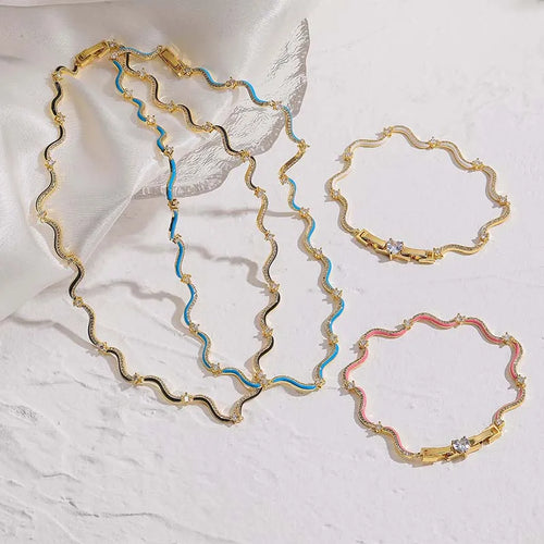 Fashion Enamel Chains Necklace Bracelet Jewelry Sets