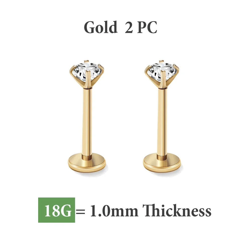 2/8PCS Stainless Steel Earring Nose Stud