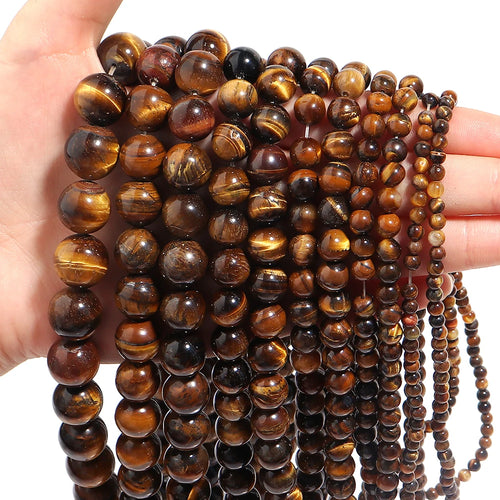 Natural Stone Round Tiger Eye Amethyst Agate Jades Stone Spacer Bead For Making Diy Bracelet