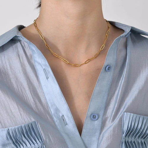 Gold Silver Color Stainless Steel Chain Bracelets Necklace For Women