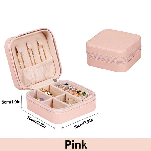 Wunionup Portable  Mini  Jewelry Travel Case PU Leather Organizer Box Jewelry Storage Holder for Girls Womens Earring, Necklace