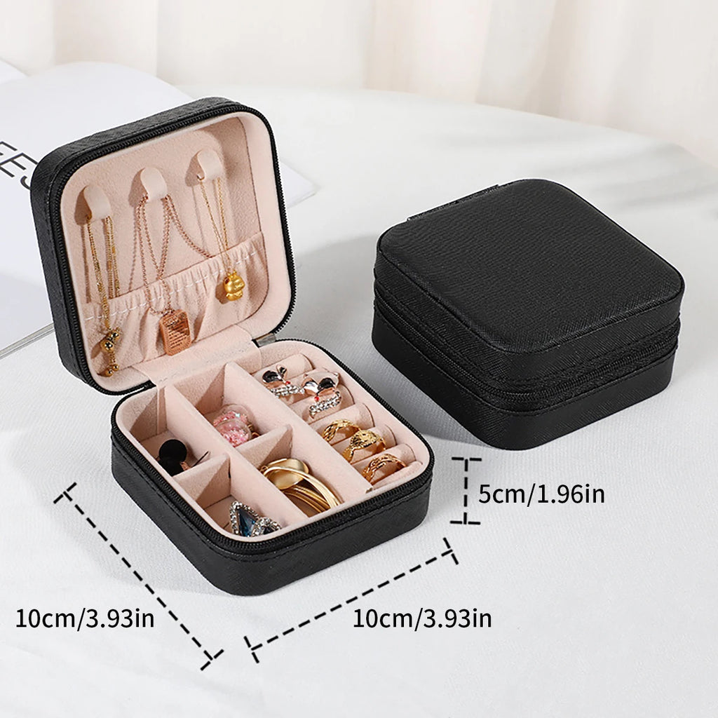 Wunionup Portable  Mini  Jewelry Travel Case PU Leather Organizer Box Jewelry Storage Holder for Girls Womens Earring, Necklace